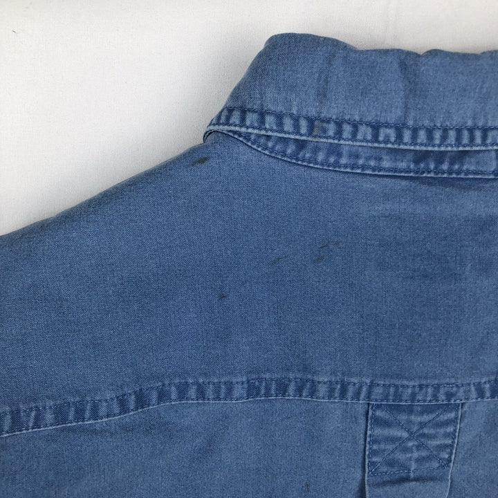 90s-00'S Vintage LLBean Traditional Fit Short Sleeve Cotton Shirt, Men's Size Medium cotton blue type Vintage Second Hand