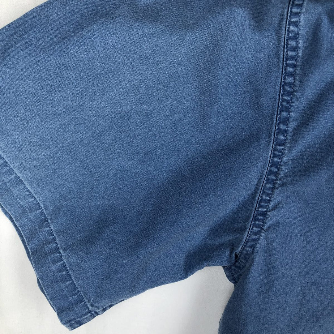 90s-00'S Vintage LLBean Traditional Fit Short Sleeve Cotton Shirt, Men's Size Medium cotton blue type Vintage Second Hand