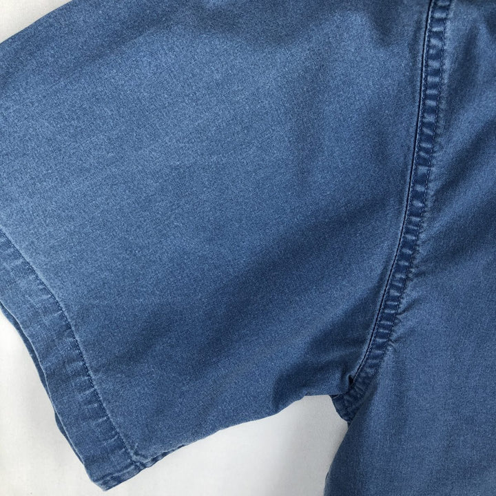 90s-00'S Vintage LLBean Traditional Fit Short Sleeve Cotton Shirt, Men's Size Medium cotton blue type Vintage Second Hand