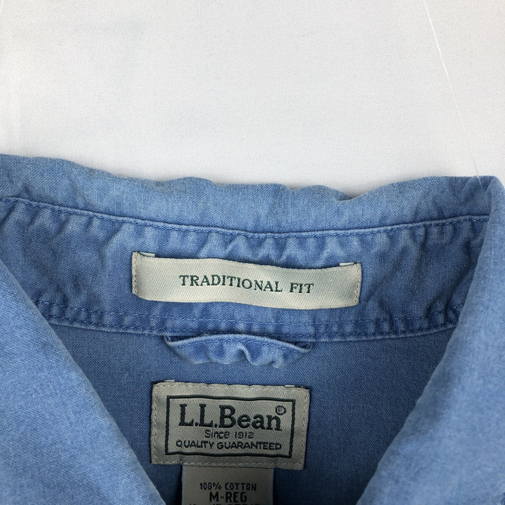 90s-00'S Vintage LLBean Traditional Fit Short Sleeve Cotton Shirt, Men's Size Medium cotton blue type Vintage Second Hand
