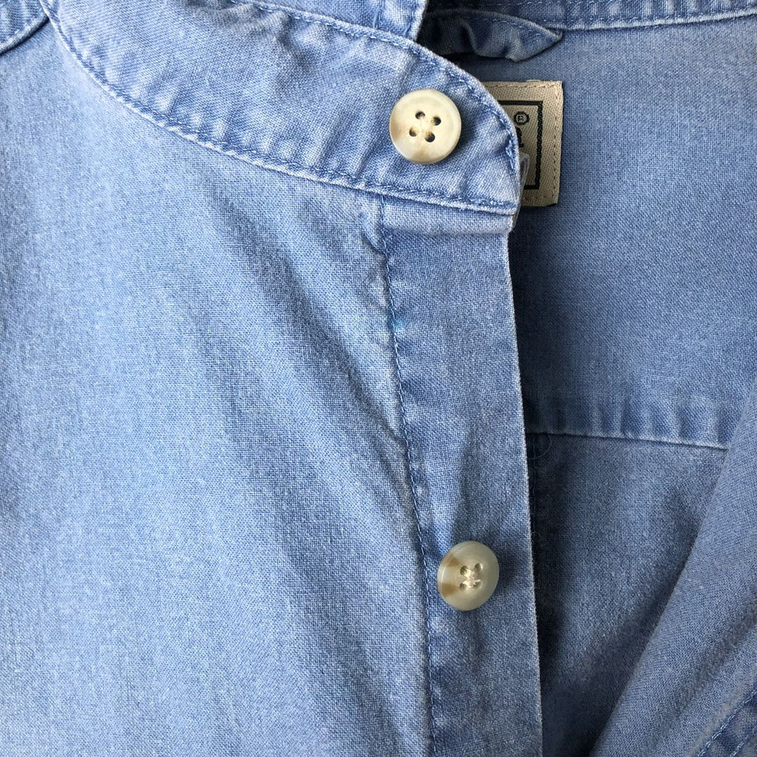 90s-00'S Vintage LLBean Traditional Fit Short Sleeve Cotton Shirt, Men's Size Medium cotton blue type Vintage Second Hand