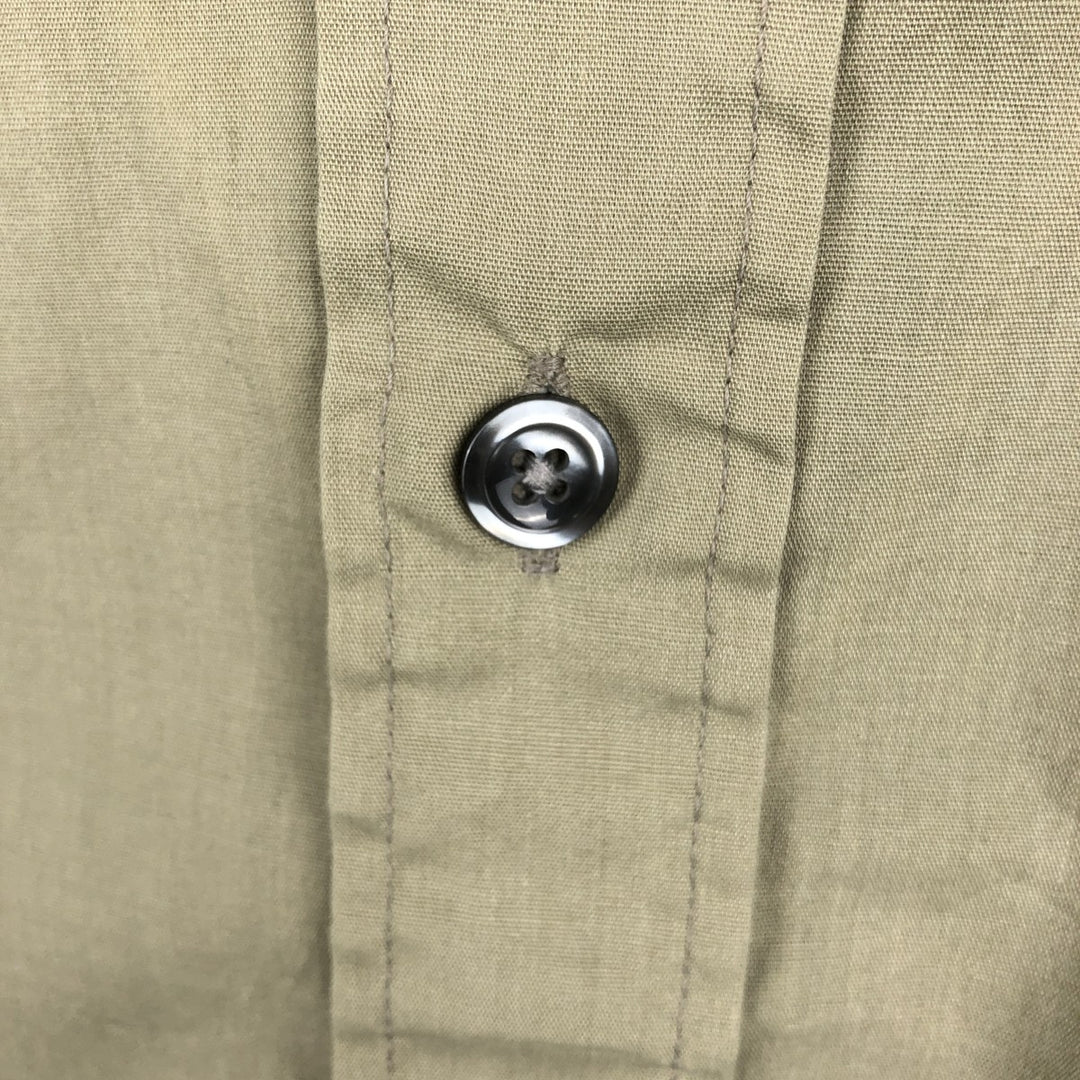 Christian Dior MONSIEUR Short-Sleeve Poly-Cotton Shirt, Made in USA, Men's Size XL (approx.) cotton Khaki type sage green Vintage Second Hand