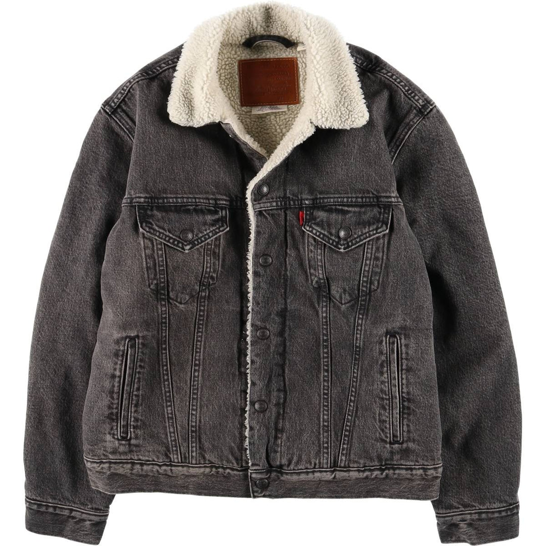 Levi's padded black denim fleece jacket, men's size S. cotton black type Vintage Second Hand