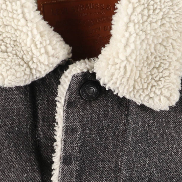 Levi's padded black denim fleece jacket, men's size S. cotton black type Vintage Second Hand