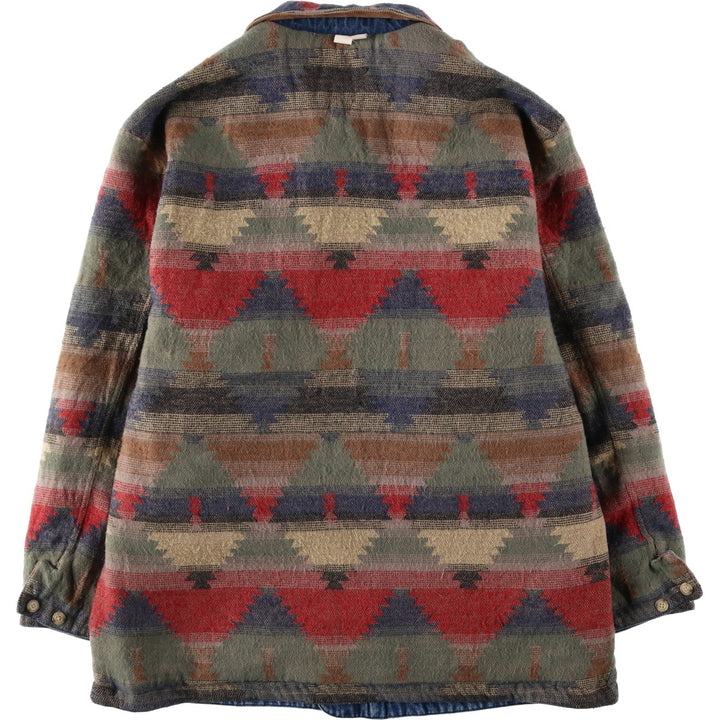 90'S REDHEAD all-over print Native American pattern reversible denim coveralls, men's size L equivalent, vintage. cotton blue type Vintage Second Hand
