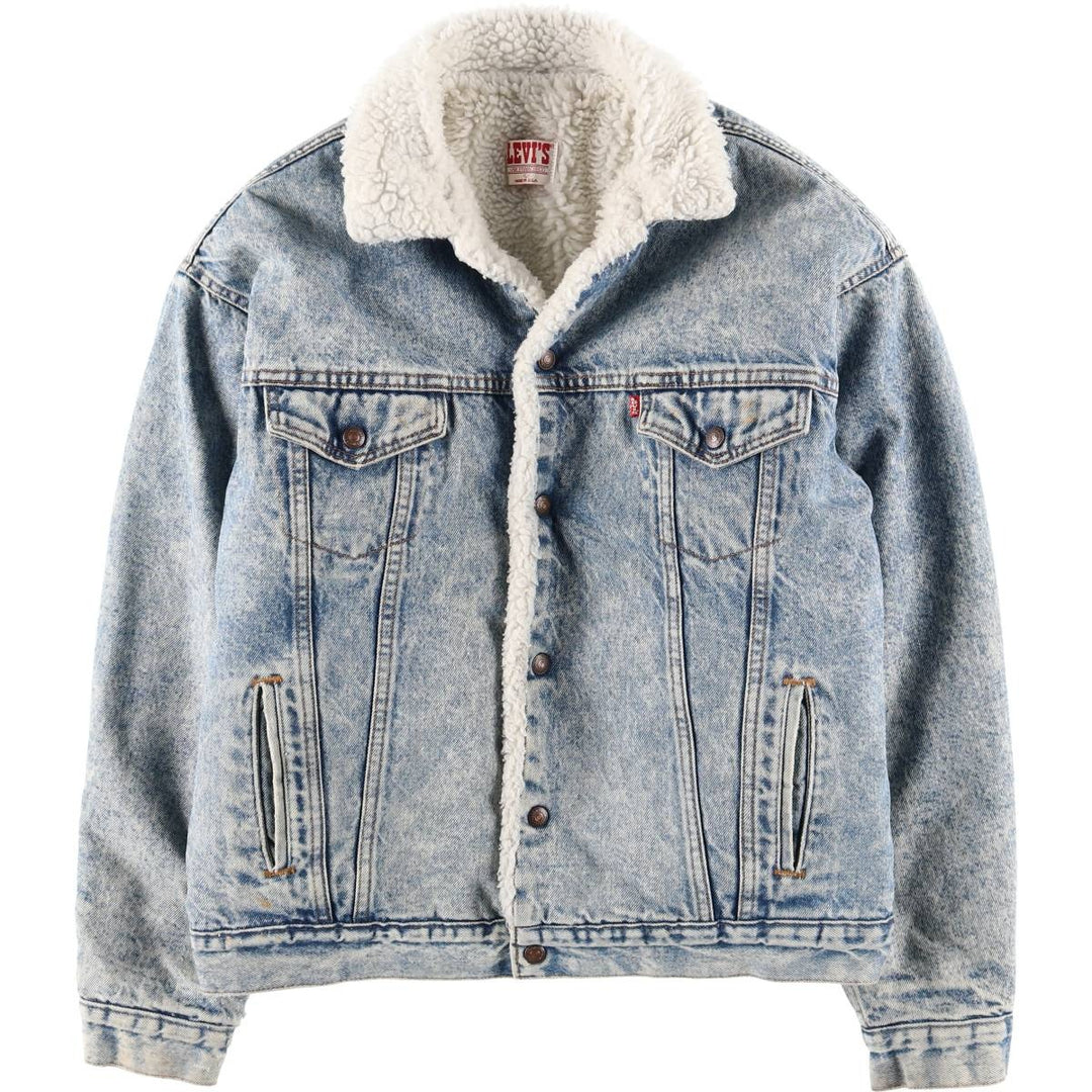 80s-90'S Levi's 71609-0219 Chemical Wash Padded Denim Boa Jacket, Made in USA, Men's Size L (approx.) cotton blue type Vintage Second Hand