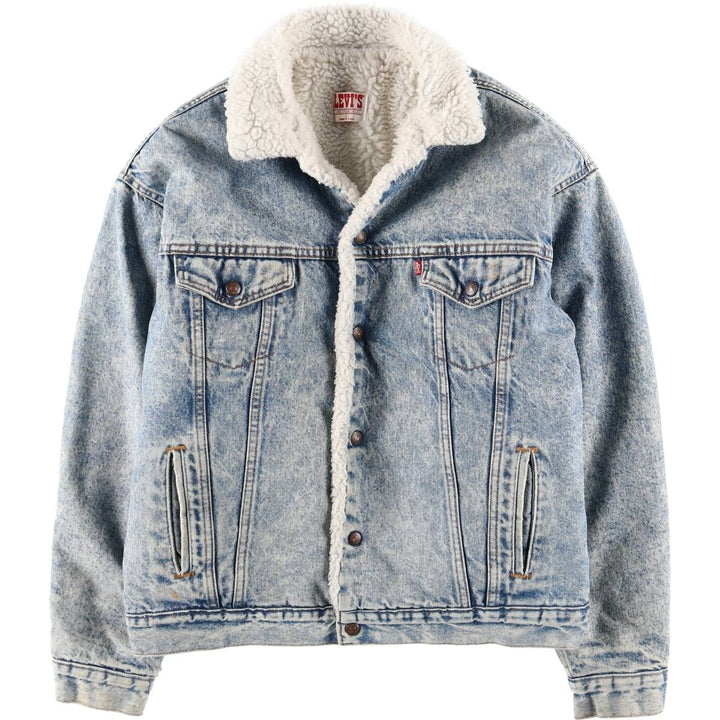 80s-90'S Levi's 71609-0219 Chemical Wash Padded Denim Boa Jacket, Made in USA, Men's Size L (approx.) cotton blue type Vintage Second Hand