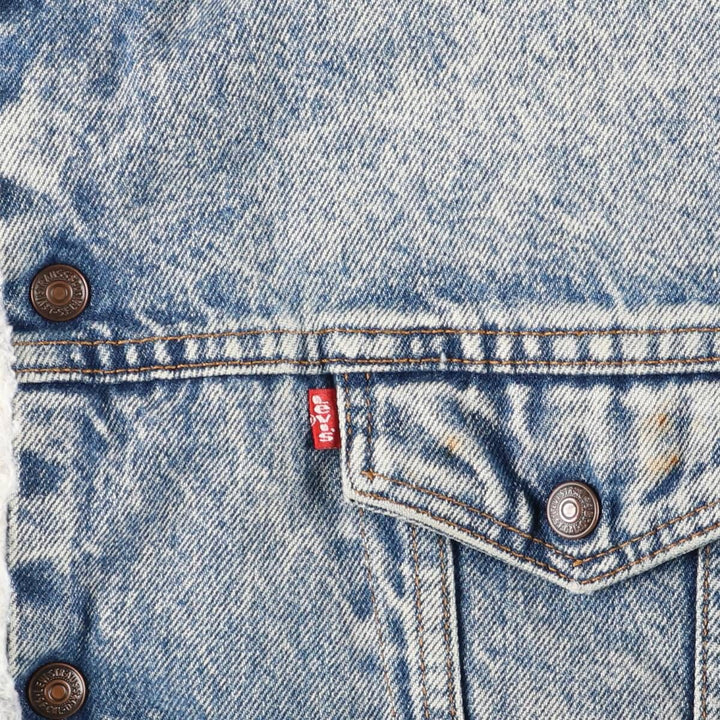 80s-90'S Levi's 71609-0219 Chemical Wash Padded Denim Boa Jacket, Made in USA, Men's Size L (approx.) cotton blue type Vintage Second Hand