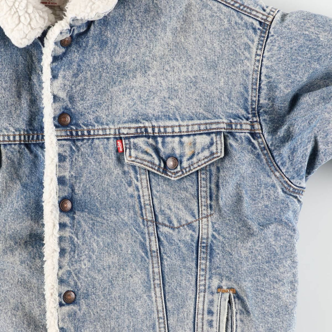80s-90'S Levi's 71609-0219 Chemical Wash Padded Denim Boa Jacket, Made in USA, Men's Size L (approx.) cotton blue type Vintage Second Hand