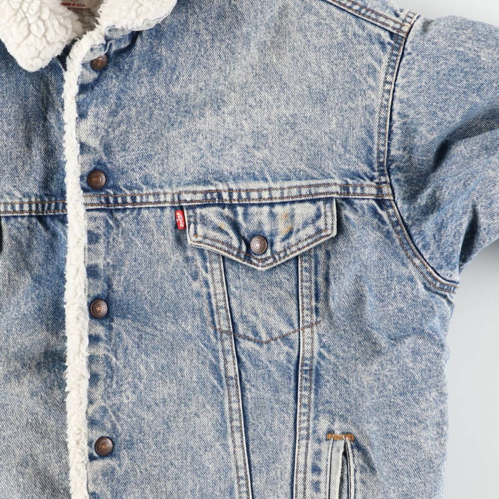 80s-90'S Levi's 71609-0219 Chemical Wash Padded Denim Boa Jacket, Made in USA, Men's Size L (approx.) cotton blue type Vintage Second Hand