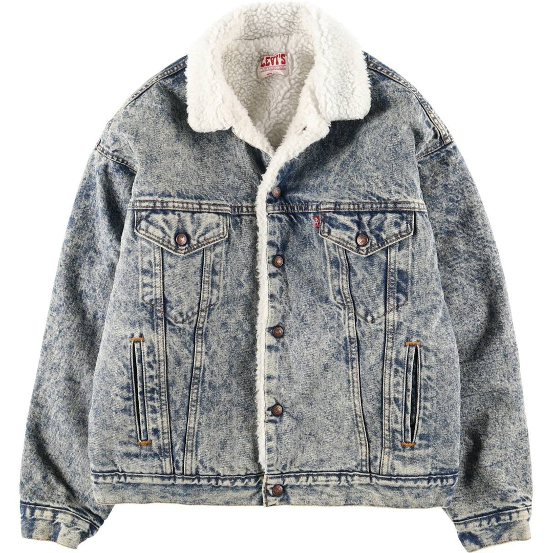 80s-90'S Levi's 70609-0219 Chemical Wash Padded Denim Boa Jacket, Made in USA, Men's Size L (approx.) cotton Blue type light blue Vintage Second Hand