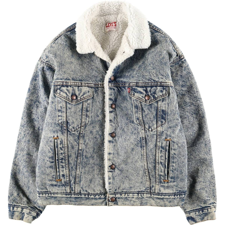 80s-90'S Levi's 70609-0219 Chemical Wash Padded Denim Boa Jacket, Made in USA, Men's Size L (approx.) cotton Blue type light blue Vintage Second Hand