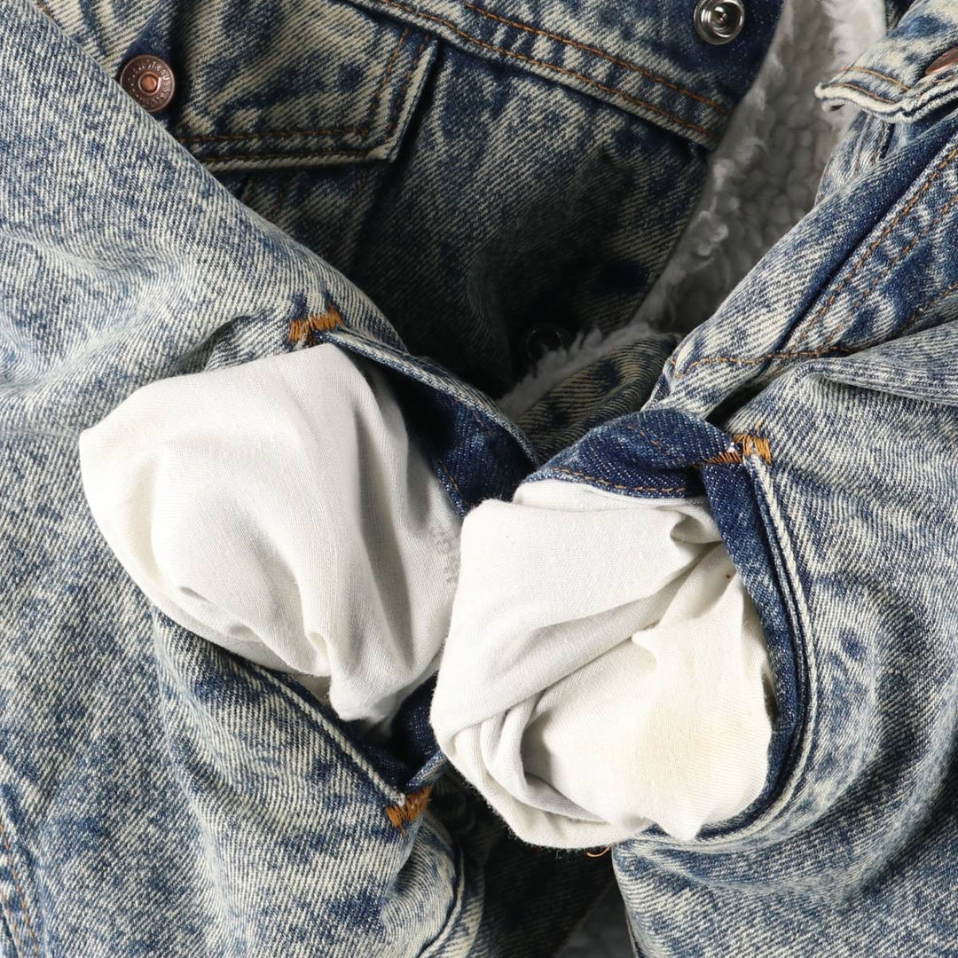 80s-90'S Levi's 70609-0219 Chemical Wash Padded Denim Boa Jacket, Made in USA, Men's Size L (approx.) cotton Blue type light blue Vintage Second Hand