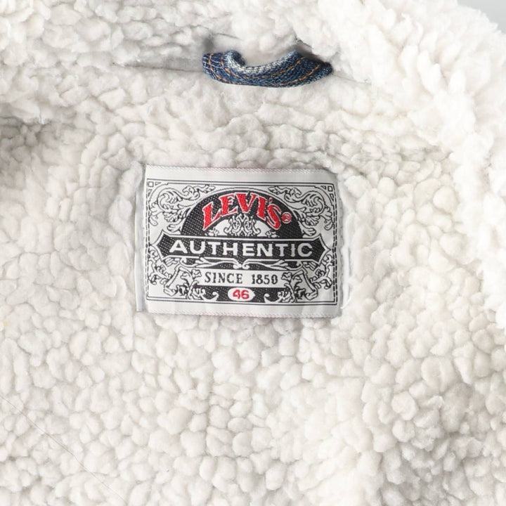 1990'S Levi's 71608-0216 Padded Denim Boa Jacket, Made in USA, Men's XL equivalent, Vintage cotton blue type Vintage Second Hand