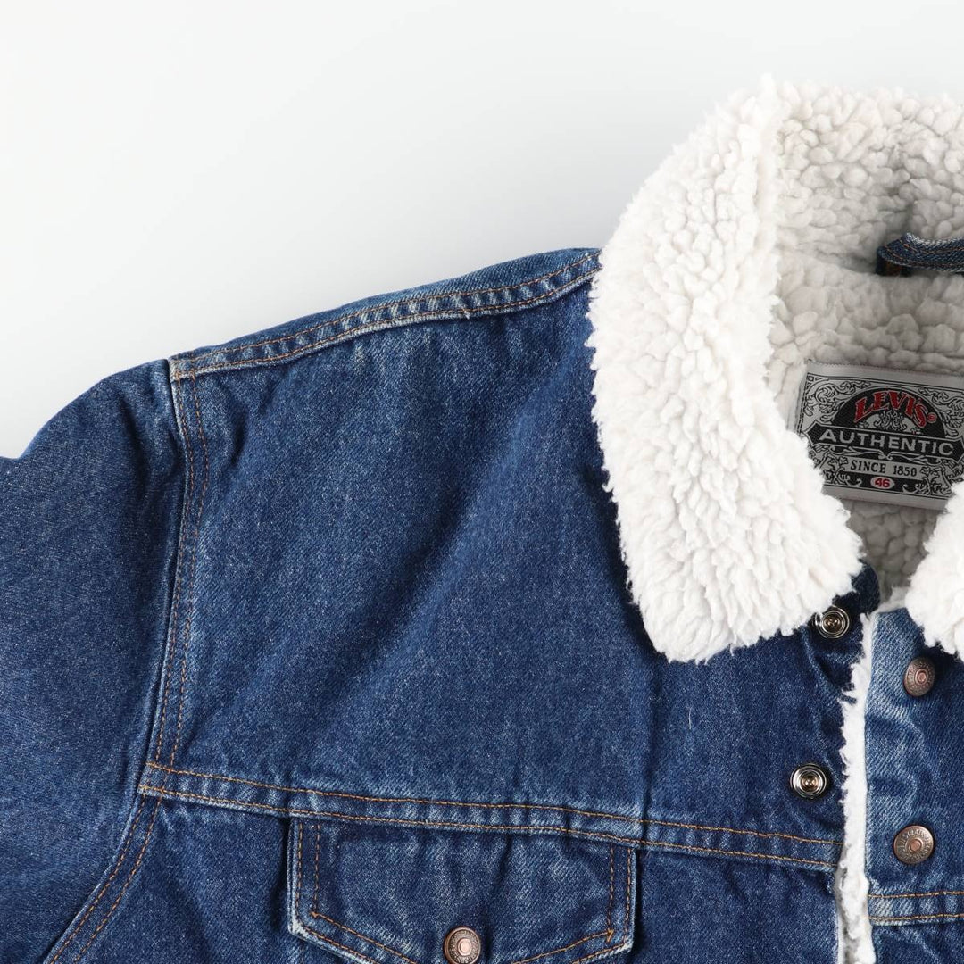 1990'S Levi's 71608-0216 Padded Denim Boa Jacket, Made in USA, Men's XL equivalent, Vintage cotton blue type Vintage Second Hand