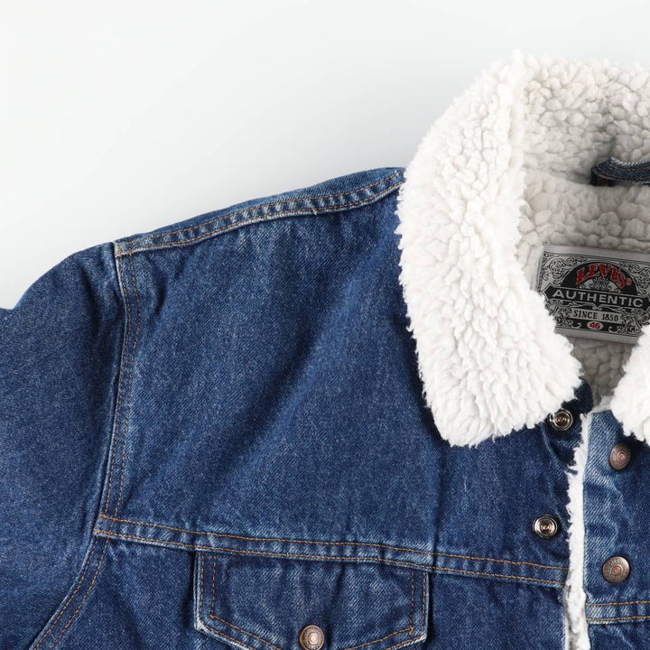 1990'S Levi's 71608-0216 Padded Denim Boa Jacket, Made in USA, Men's XL equivalent, Vintage cotton blue type Vintage Second Hand