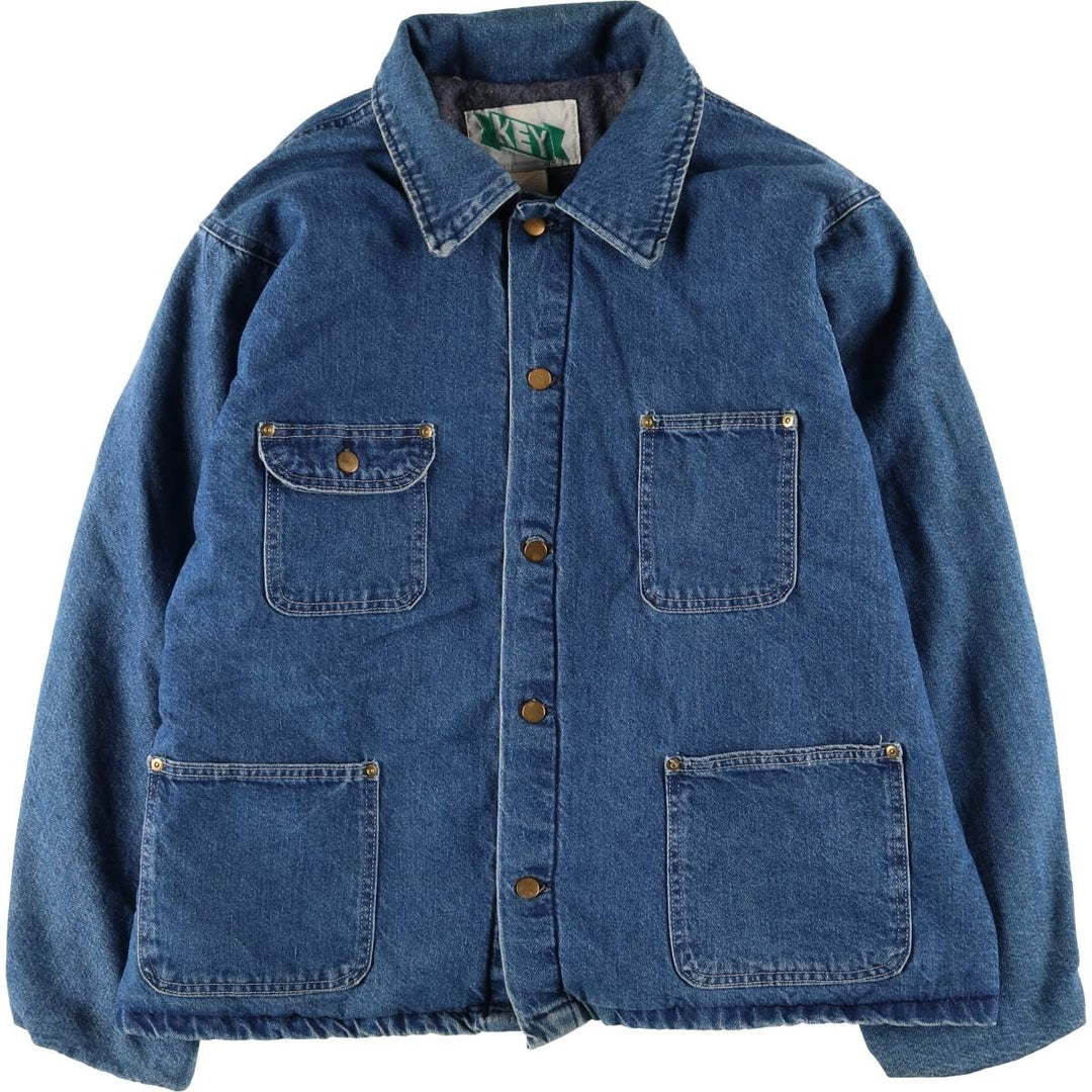 70s-80'S Key Denim Coveralls, Made in USA, Men's XL equivalent, Vintage cotton blue type Vintage Second Hand