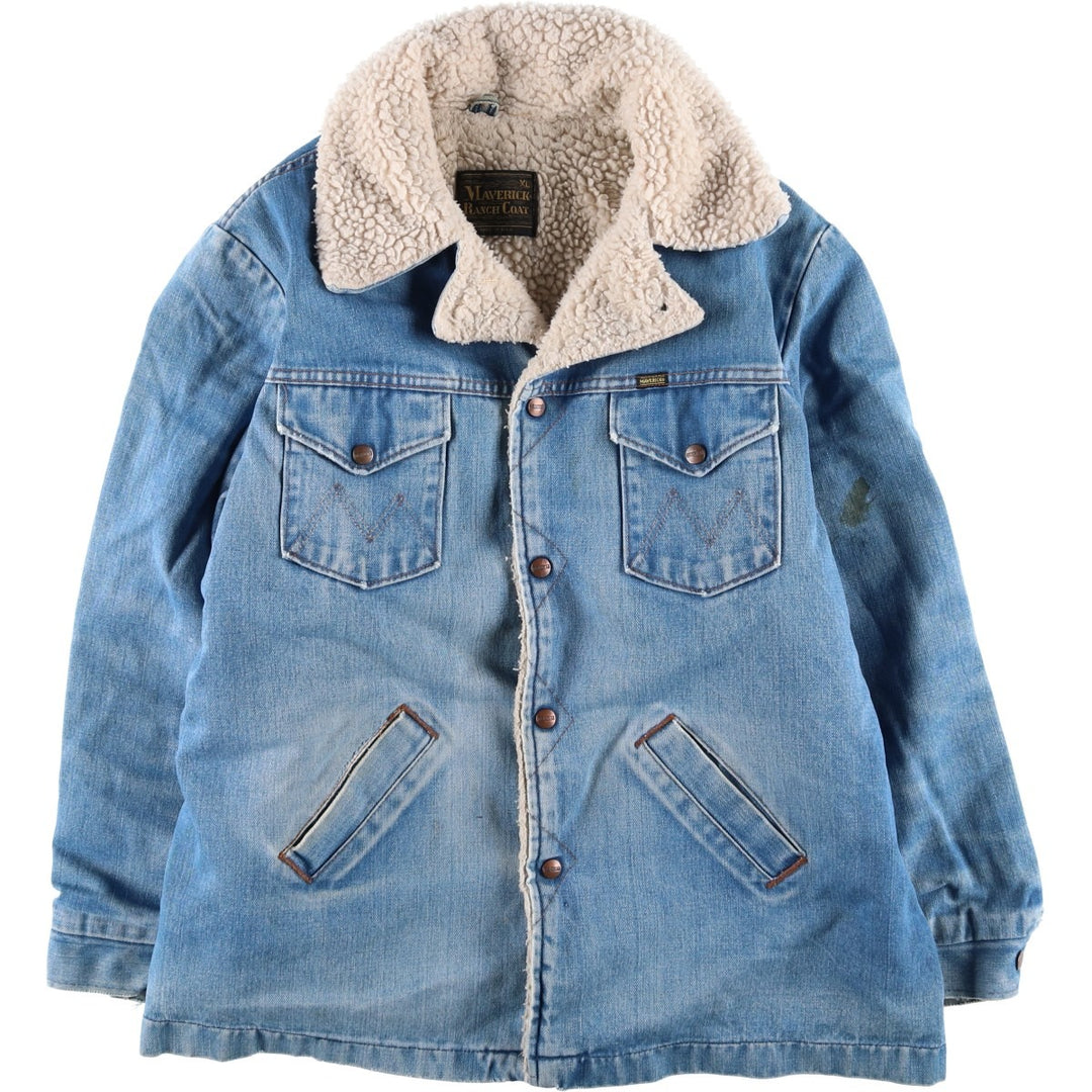 70'S Maverick Ranch Coat, Denim Boa Ranch Coat, Made in USA, Men's Size XL (approx.) unclear Blue type light blue Vintage Second Hand