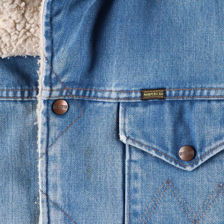 70'S Maverick Ranch Coat, Denim Boa Ranch Coat, Made in USA, Men's Size XL (approx.) unclear Blue type light blue Vintage Second Hand
