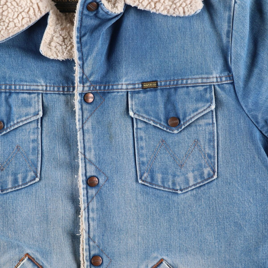 70'S Maverick Ranch Coat, Denim Boa Ranch Coat, Made in USA, Men's Size XL (approx.) unclear Blue type light blue Vintage Second Hand
