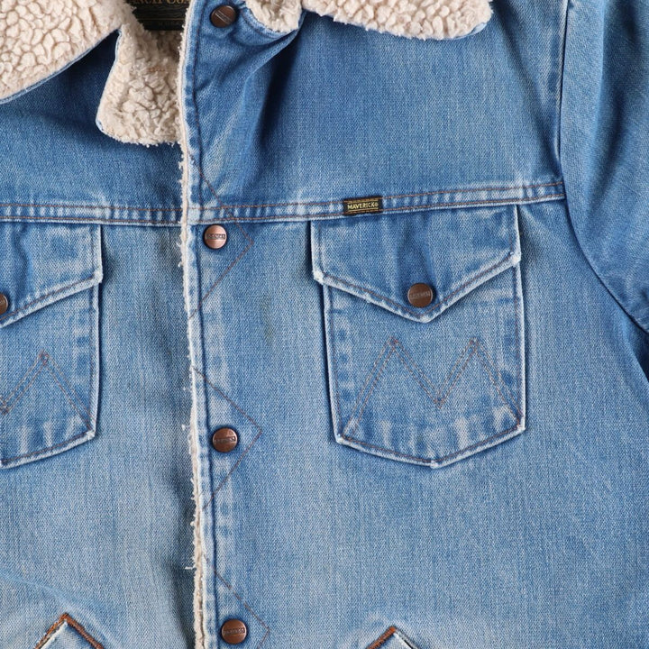 70'S Maverick Ranch Coat, Denim Boa Ranch Coat, Made in USA, Men's Size XL (approx.) unclear Blue type light blue Vintage Second Hand