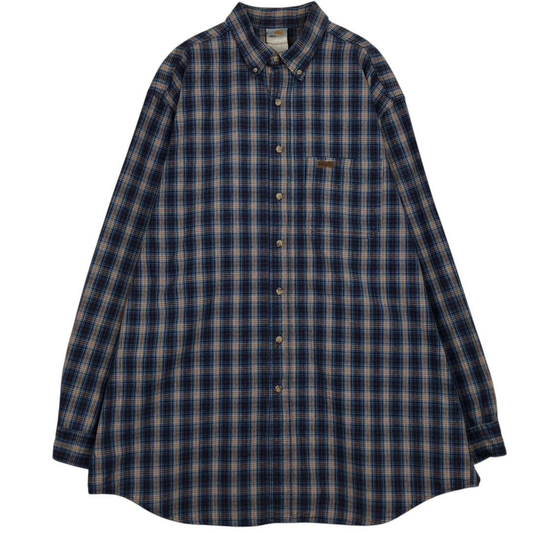 Carhartt Check Pattern Long Sleeve Button-Down Work Shirt, Men's XL unclear navy blue type Vintage Second Hand