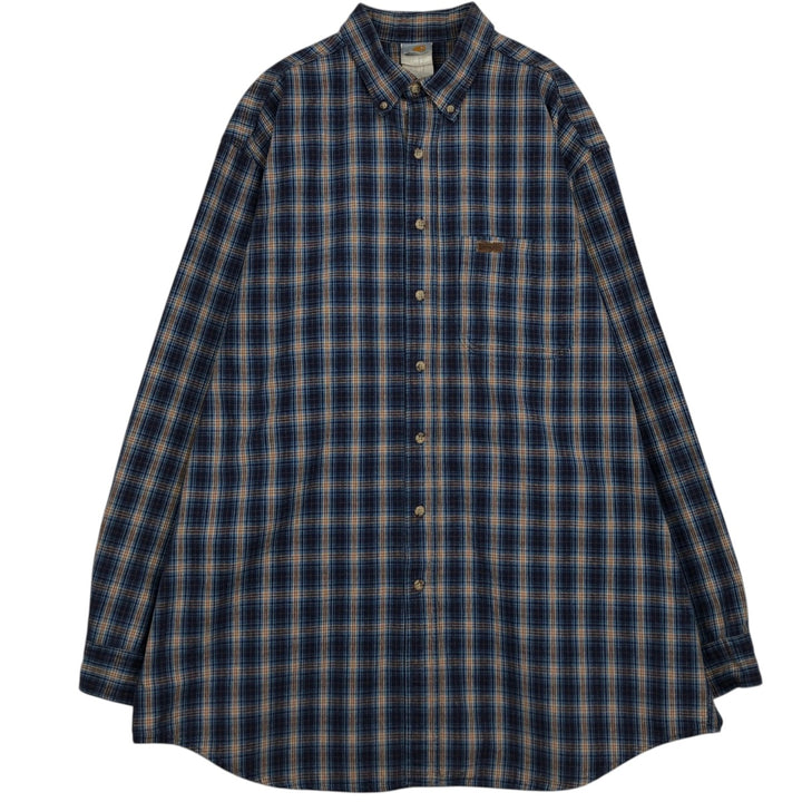 Carhartt Check Pattern Long Sleeve Button-Down Work Shirt, Men's XL unclear navy blue type Vintage Second Hand