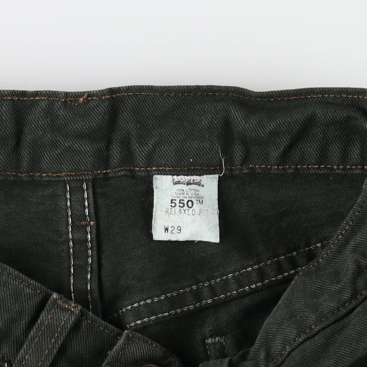 90'S Levi's 550 Relaxed Fit 36550-2802 Orange Tab Denim Shorts, Half Pants, Made in USA, Men's W28 equivalent. cotton Green type dark green Vintage Second Hand