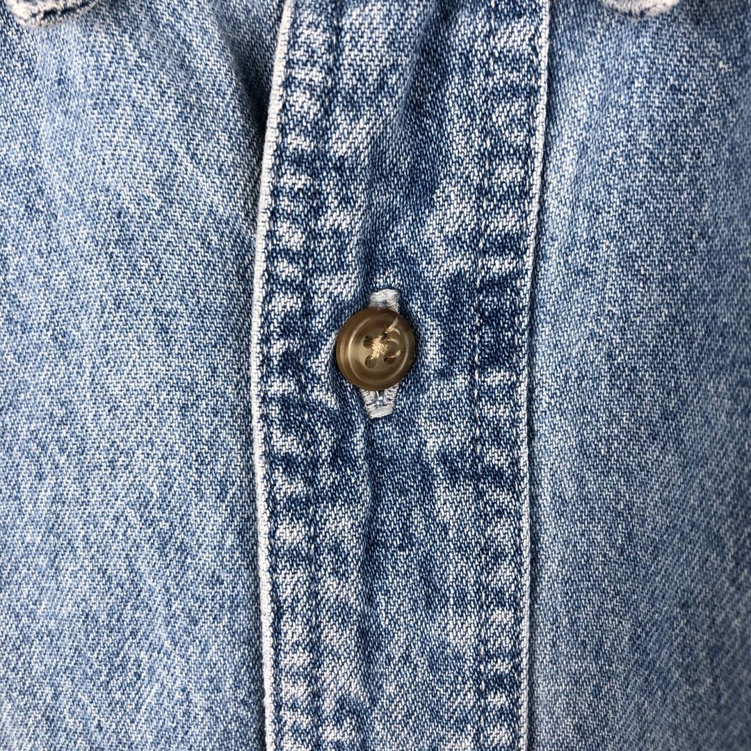 90s-00'S Eddie Bauer Long-Sleeve Button-Down Denim Shirt, Men's XL (approx.), Vintage cotton Blue type light blue Vintage Second Hand
