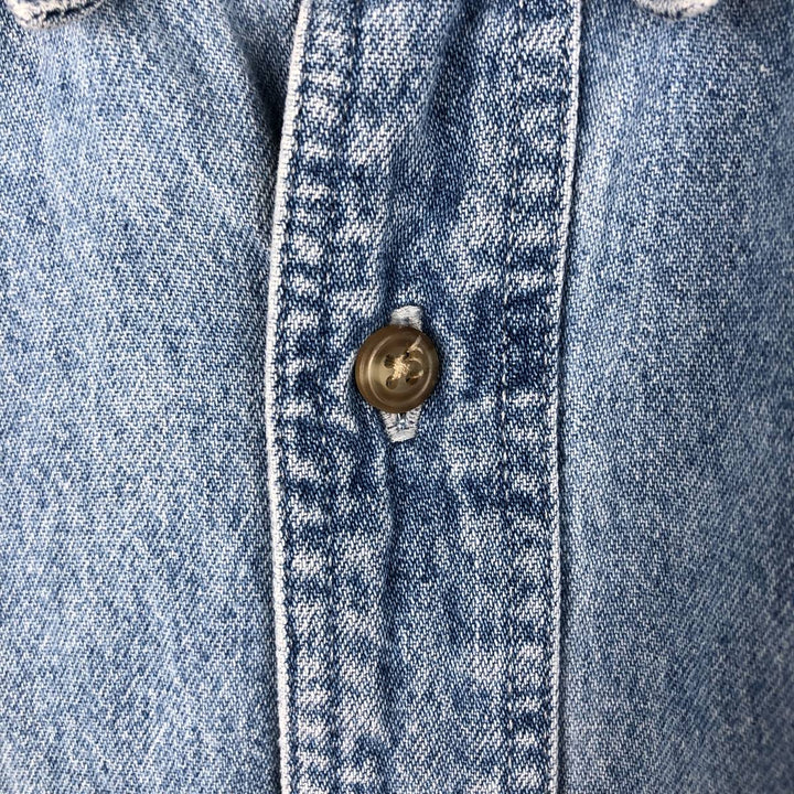 90s-00'S Eddie Bauer Long-Sleeve Button-Down Denim Shirt, Men's XL (approx.), Vintage cotton Blue type light blue Vintage Second Hand