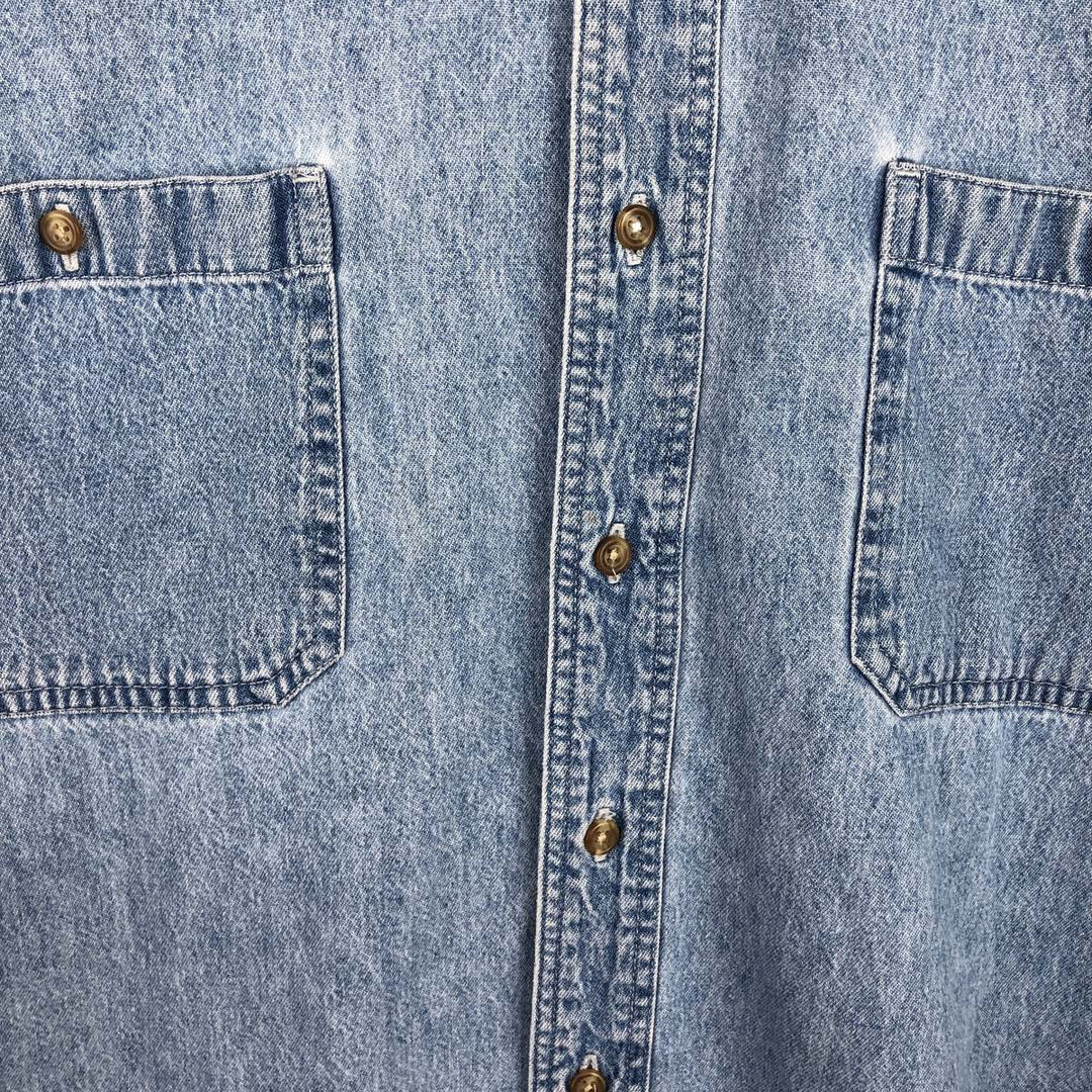 90s-00'S Eddie Bauer Long-Sleeve Button-Down Denim Shirt, Men's XL (approx.), Vintage cotton Blue type light blue Vintage Second Hand