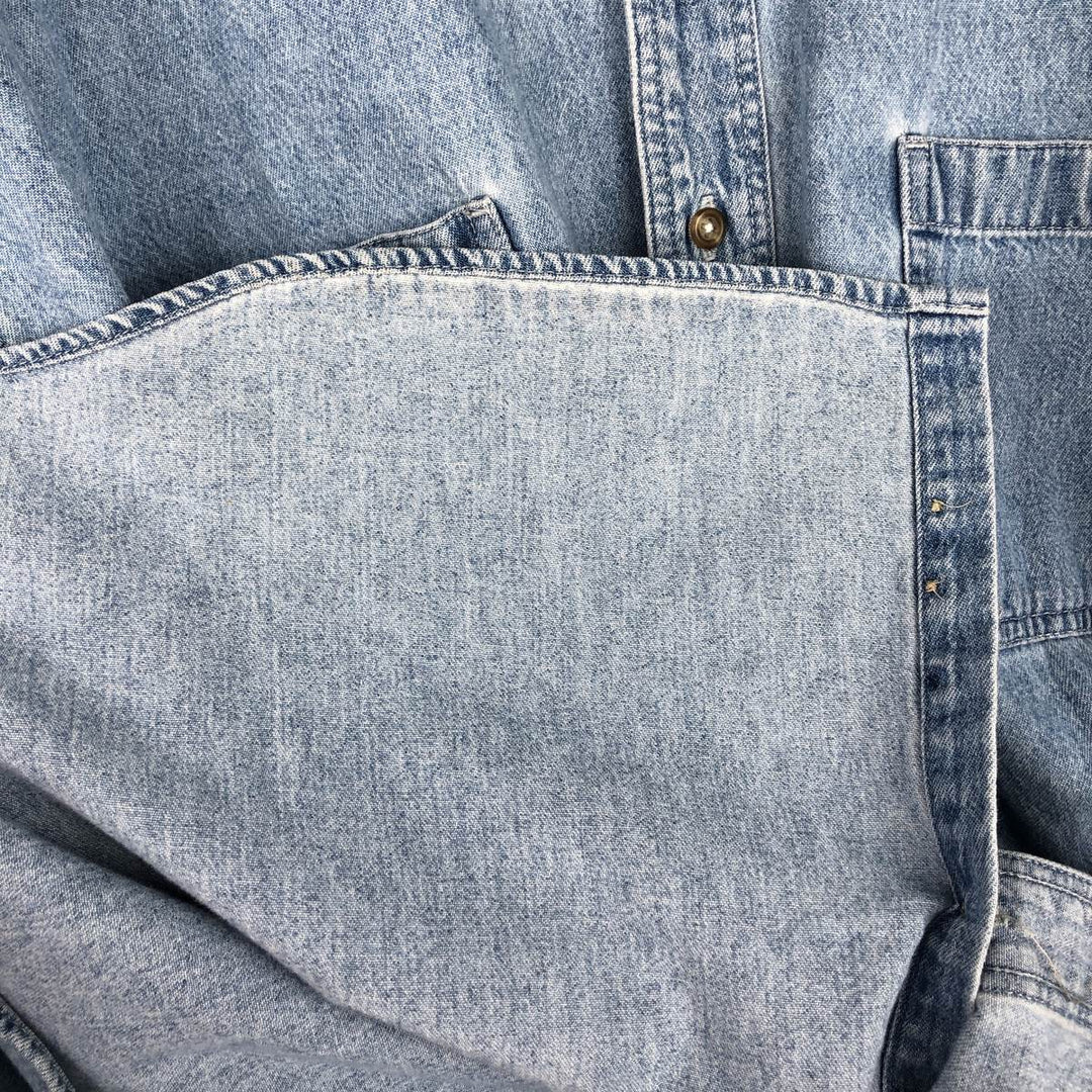 90s-00'S Eddie Bauer Long-Sleeve Button-Down Denim Shirt, Men's XL (approx.), Vintage cotton Blue type light blue Vintage Second Hand