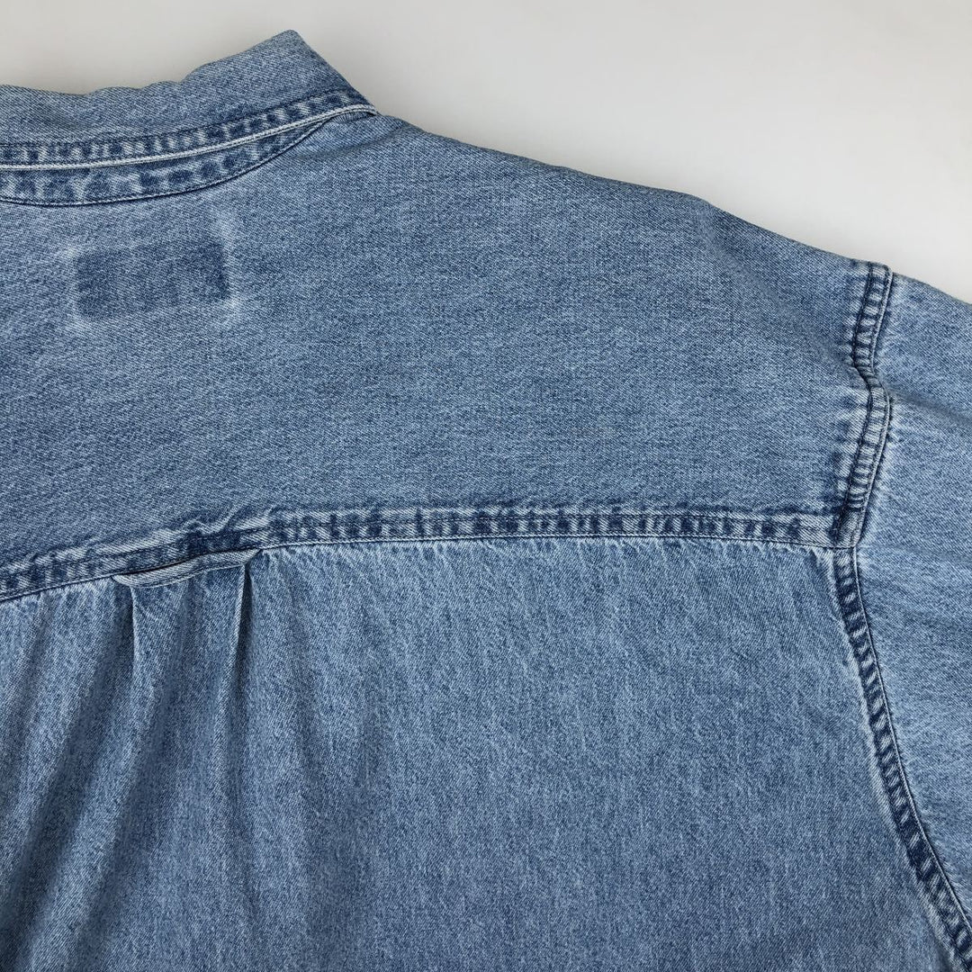 90s-00'S Eddie Bauer Long-Sleeve Button-Down Denim Shirt, Men's XL (approx.), Vintage cotton Blue type light blue Vintage Second Hand