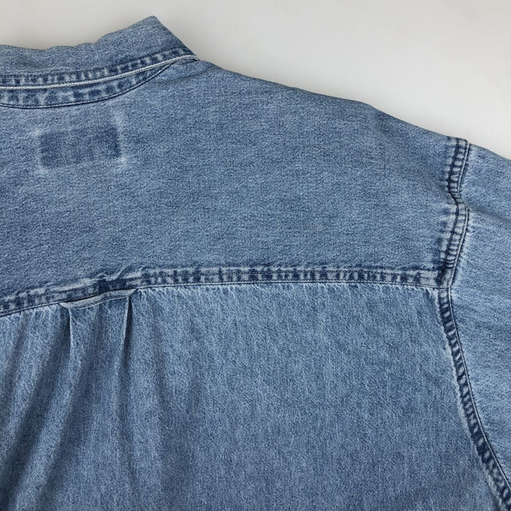 90s-00'S Eddie Bauer Long-Sleeve Button-Down Denim Shirt, Men's XL (approx.), Vintage cotton Blue type light blue Vintage Second Hand