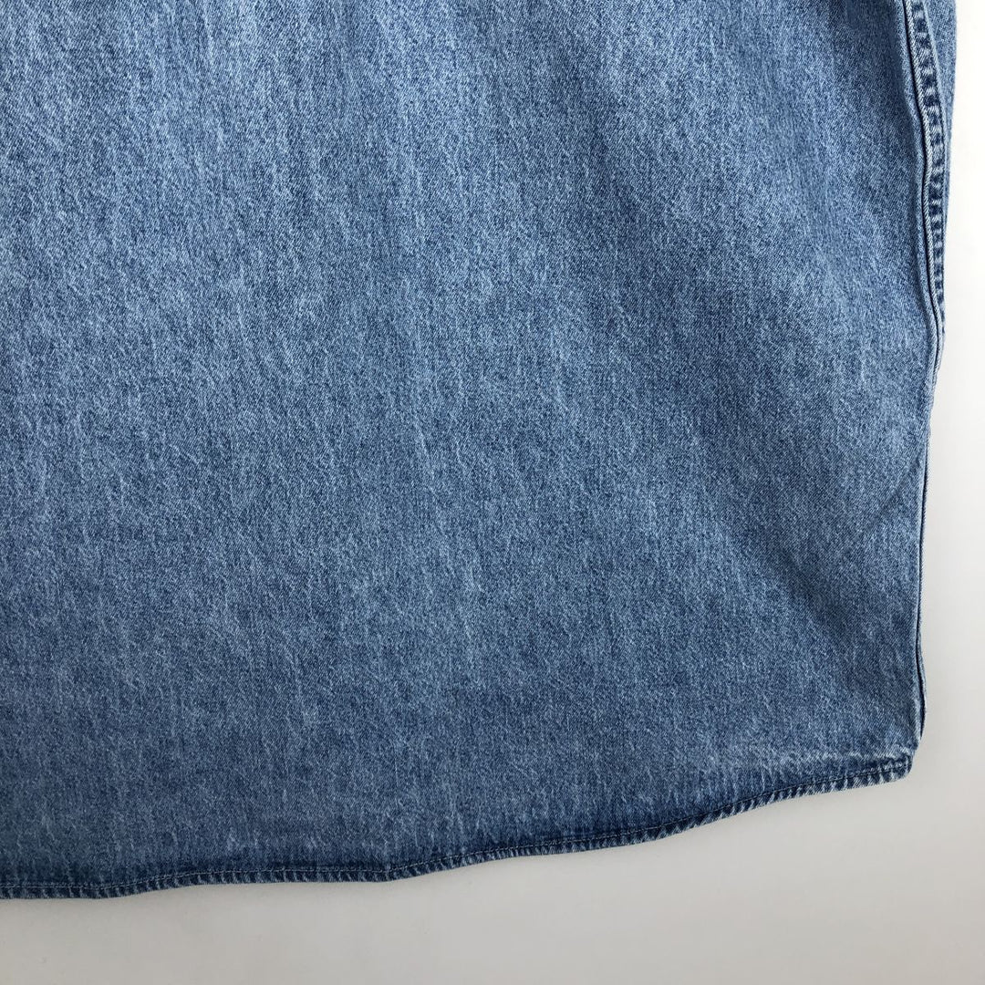 90s-00'S Eddie Bauer Long-Sleeve Button-Down Denim Shirt, Men's XL (approx.), Vintage cotton Blue type light blue Vintage Second Hand