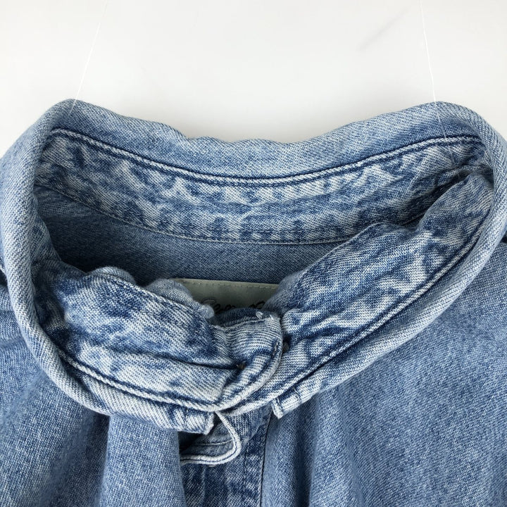 90s-00'S Eddie Bauer Long-Sleeve Button-Down Denim Shirt, Men's XL (approx.), Vintage cotton Blue type light blue Vintage Second Hand