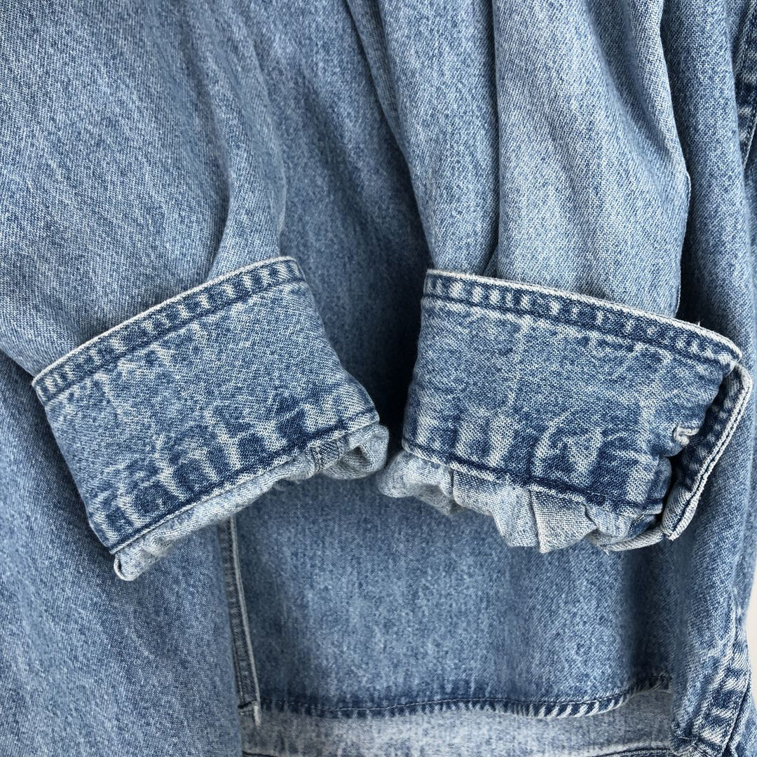 90s-00'S Eddie Bauer Long-Sleeve Button-Down Denim Shirt, Men's XL (approx.), Vintage cotton Blue type light blue Vintage Second Hand