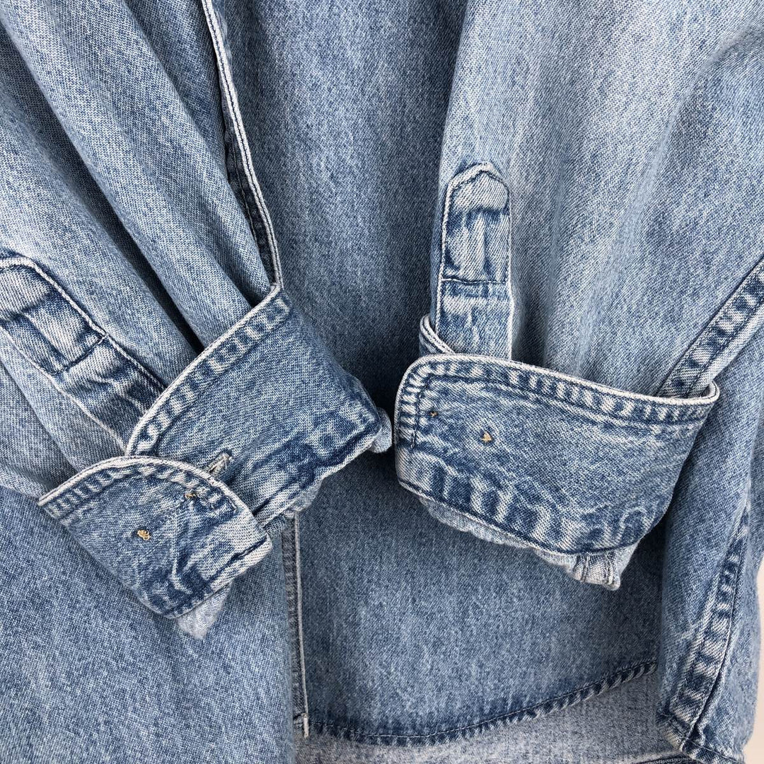90s-00'S Eddie Bauer Long-Sleeve Button-Down Denim Shirt, Men's XL (approx.), Vintage cotton Blue type light blue Vintage Second Hand