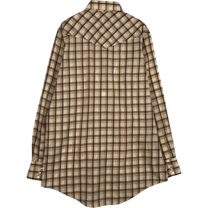1970'S Lee Long-Sleeve Western Flannel Check Shirt, Made in USA, Men's Size M (Equivalent), Vintage unclear yellow type Vintage Second Hand
