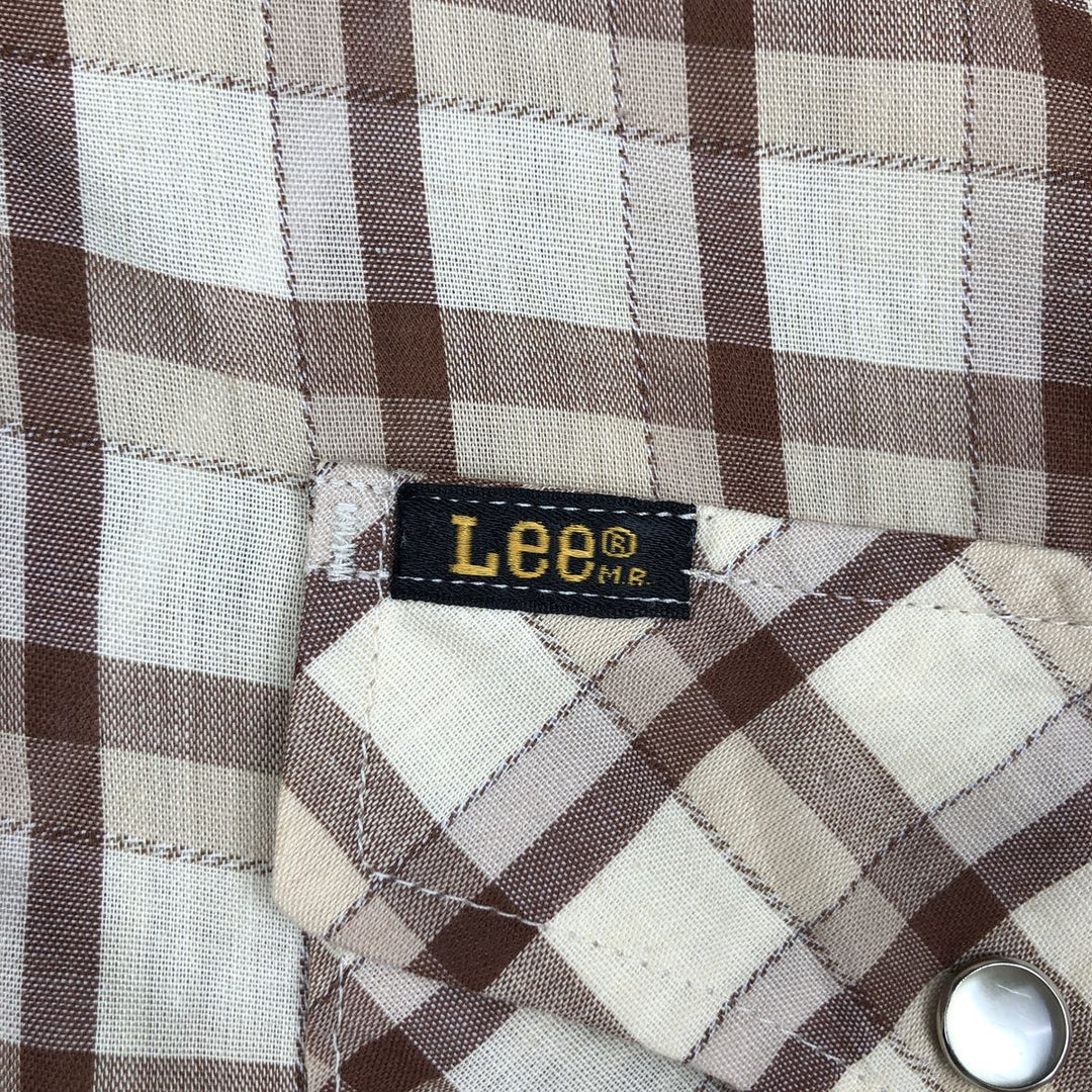1970'S Lee Long-Sleeve Western Flannel Check Shirt, Made in USA, Men's Size M (Equivalent), Vintage unclear yellow type Vintage Second Hand