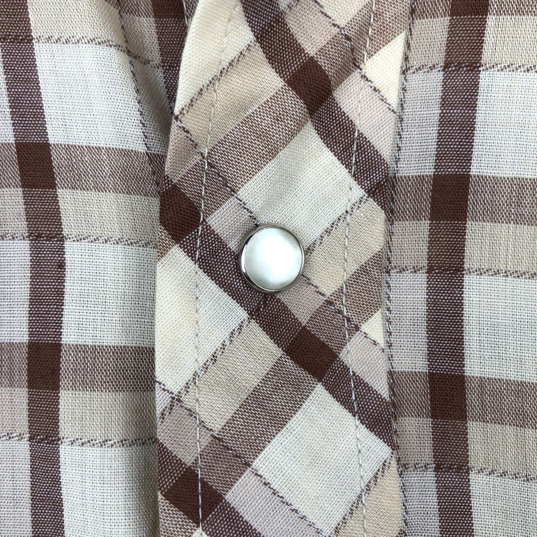 1970'S Lee Long-Sleeve Western Flannel Check Shirt, Made in USA, Men's Size M (Equivalent), Vintage unclear yellow type Vintage Second Hand