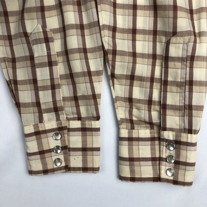 1970'S Lee Long-Sleeve Western Flannel Check Shirt, Made in USA, Men's Size M (Equivalent), Vintage unclear yellow type Vintage Second Hand