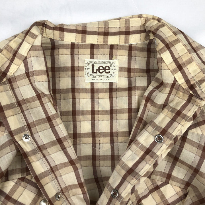 1970'S Lee Long-Sleeve Western Flannel Check Shirt, Made in USA, Men's Size M (Equivalent), Vintage unclear yellow type Vintage Second Hand