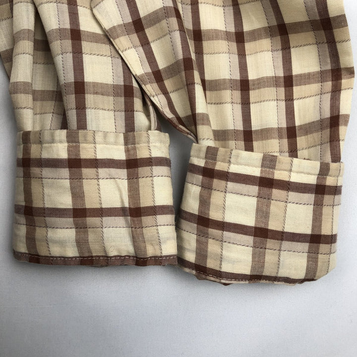 1970'S Lee Long-Sleeve Western Flannel Check Shirt, Made in USA, Men's Size M (Equivalent), Vintage unclear yellow type Vintage Second Hand