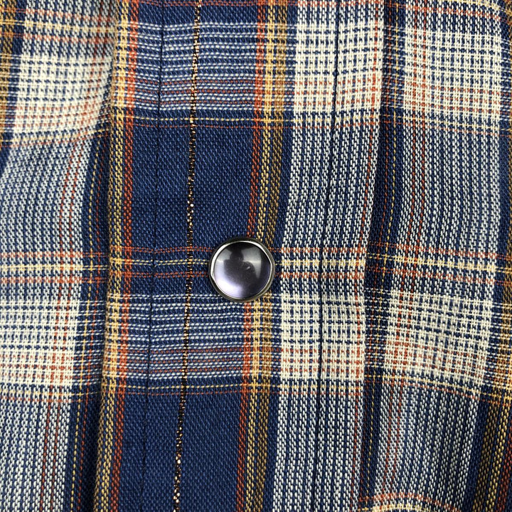 70s-80'S Levi's Long-Sleeve Western Flannel Check Shirt, Made in USA, Men's Size L (Equivalent), Vintage polyester blue type Vintage Second Hand