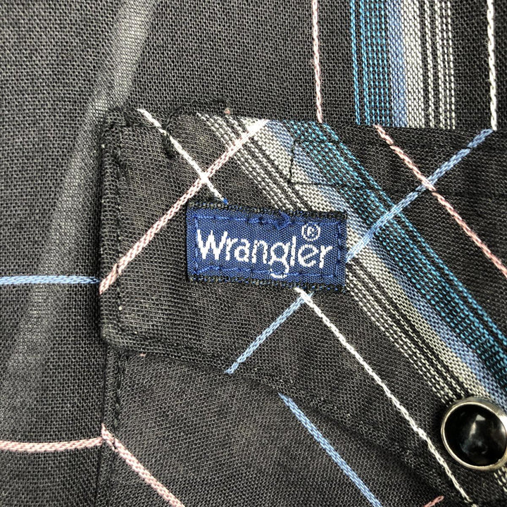 1980'S Wrangler Long-Sleeve Western Shirt, Made in USA, Men's Size XL (Equivalent), Vintage unclear black type Vintage Second Hand