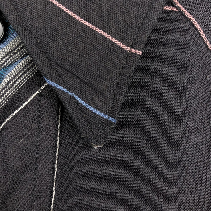 1980'S Wrangler Long-Sleeve Western Shirt, Made in USA, Men's Size XL (Equivalent), Vintage unclear black type Vintage Second Hand