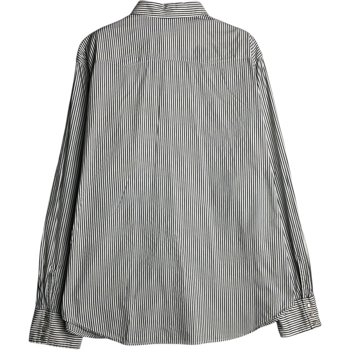 Ralph Lauren POLO by Ralph Lauren Striped Pattern Long-Sleeve Western Shirt, Men's Size XL (approx.) cotton white type Vintage Second Hand