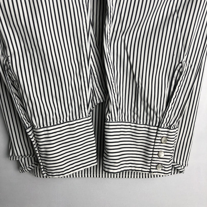 Ralph Lauren POLO by Ralph Lauren Striped Pattern Long-Sleeve Western Shirt, Men's Size XL (approx.) cotton white type Vintage Second Hand