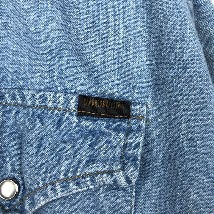 1970'S Sears Long-Sleeve Denim Western Shirt, Men's Size L (approx.), Vintage unclear Blue type light blue Vintage Second Hand
